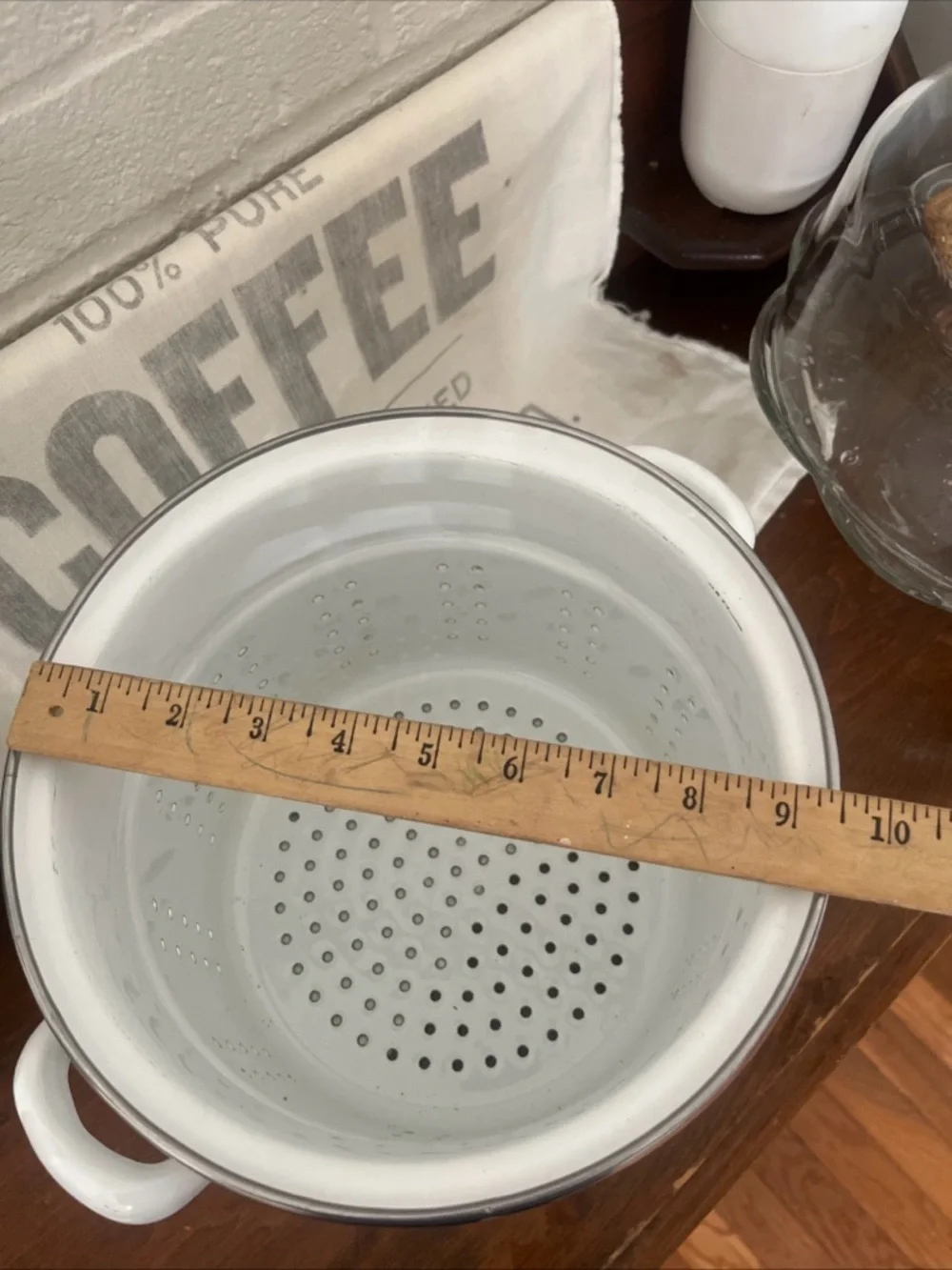 White Enamel Strainer/Colander Insert For Stock Pot With Handles Kitchen Decor